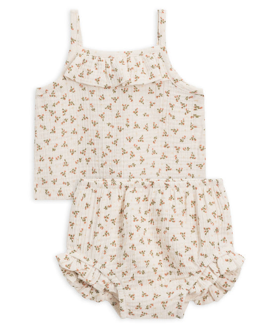 evie organic muslin tank set - wildflowers