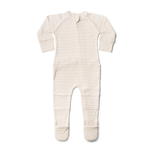 Bamboo + Organic Cotton Zipper Jumpsuit- Dune Stripe