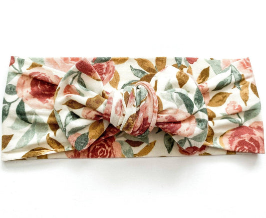 bamboo dusty rose floral headband