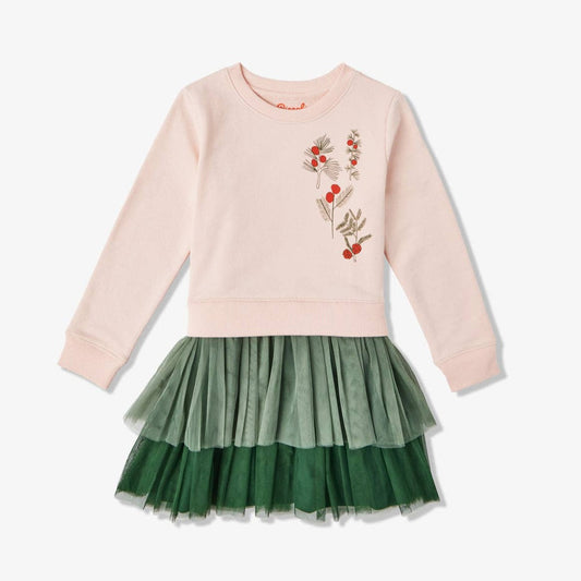 tulle sweatshirt dress pink and green botany