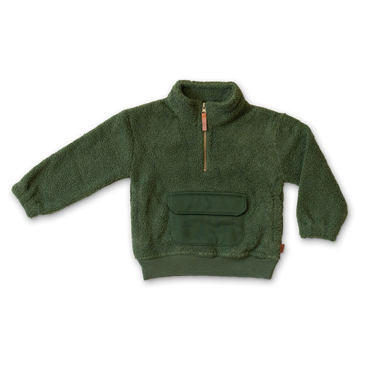Sherpa Zip Pullover - Spruce