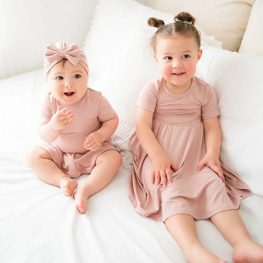 Short sleeve pink twirl dress