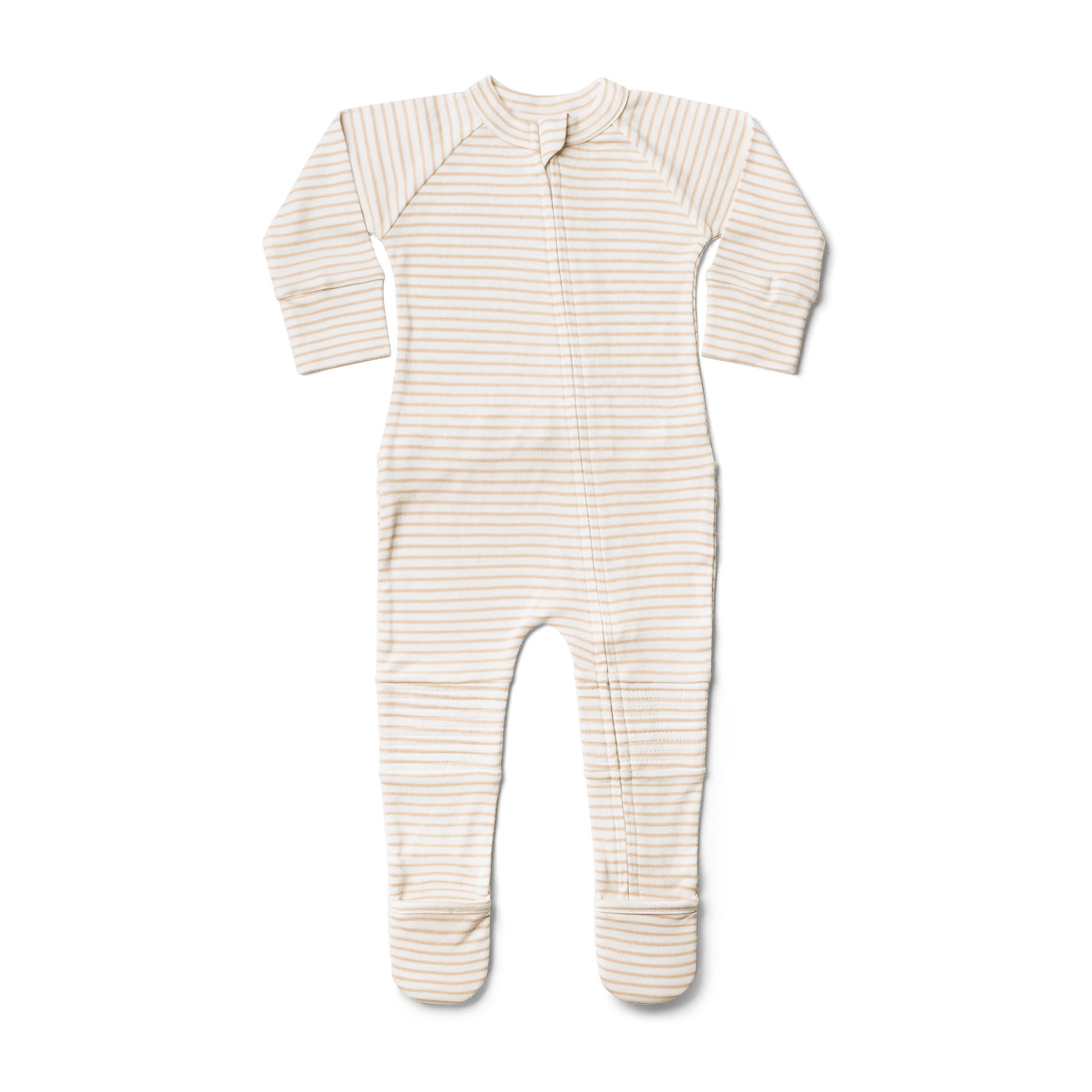 Bamboo + Organic Cotton Zipper Jumpsuit - Dune Stripe - Bossy Beans