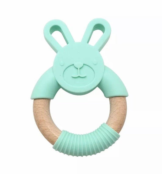Bunny Teether - Silicone and Beachwood - Bossy Beans