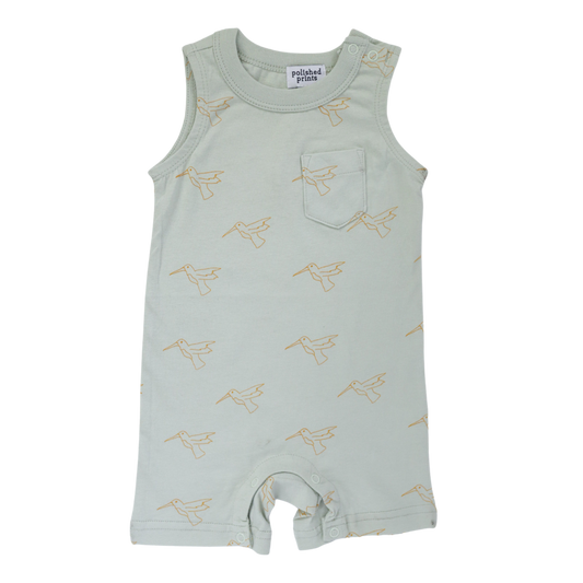 Hummingbird shortie romper organic cotton