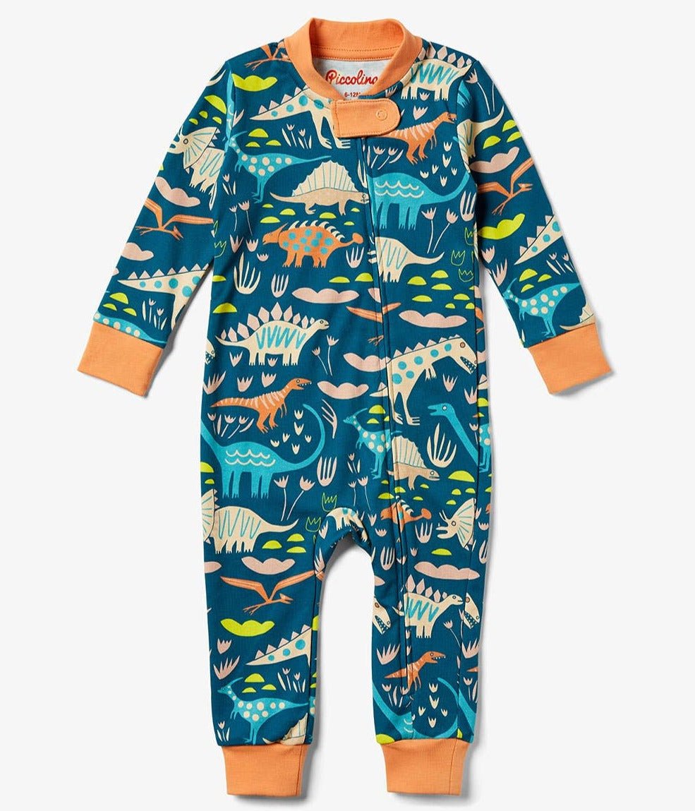 Cotton Footless Onesie - Paleontology Navy - Bossy Beans