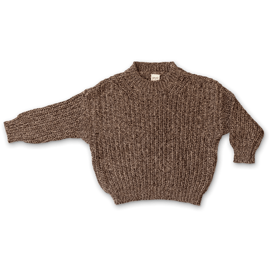 Cotton Toddler Chunky Knit Sweater - Bark - Bossy Beans