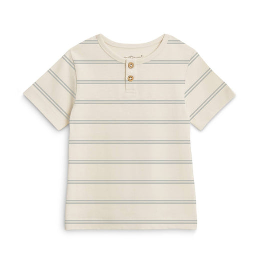 Colored Organics - Organic Baby Reef Henley Crew Neck Tee - Fisher Stripe