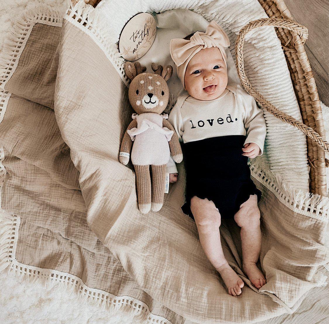 Fringe Swaddle Blanket - Tan - Bossy Beans