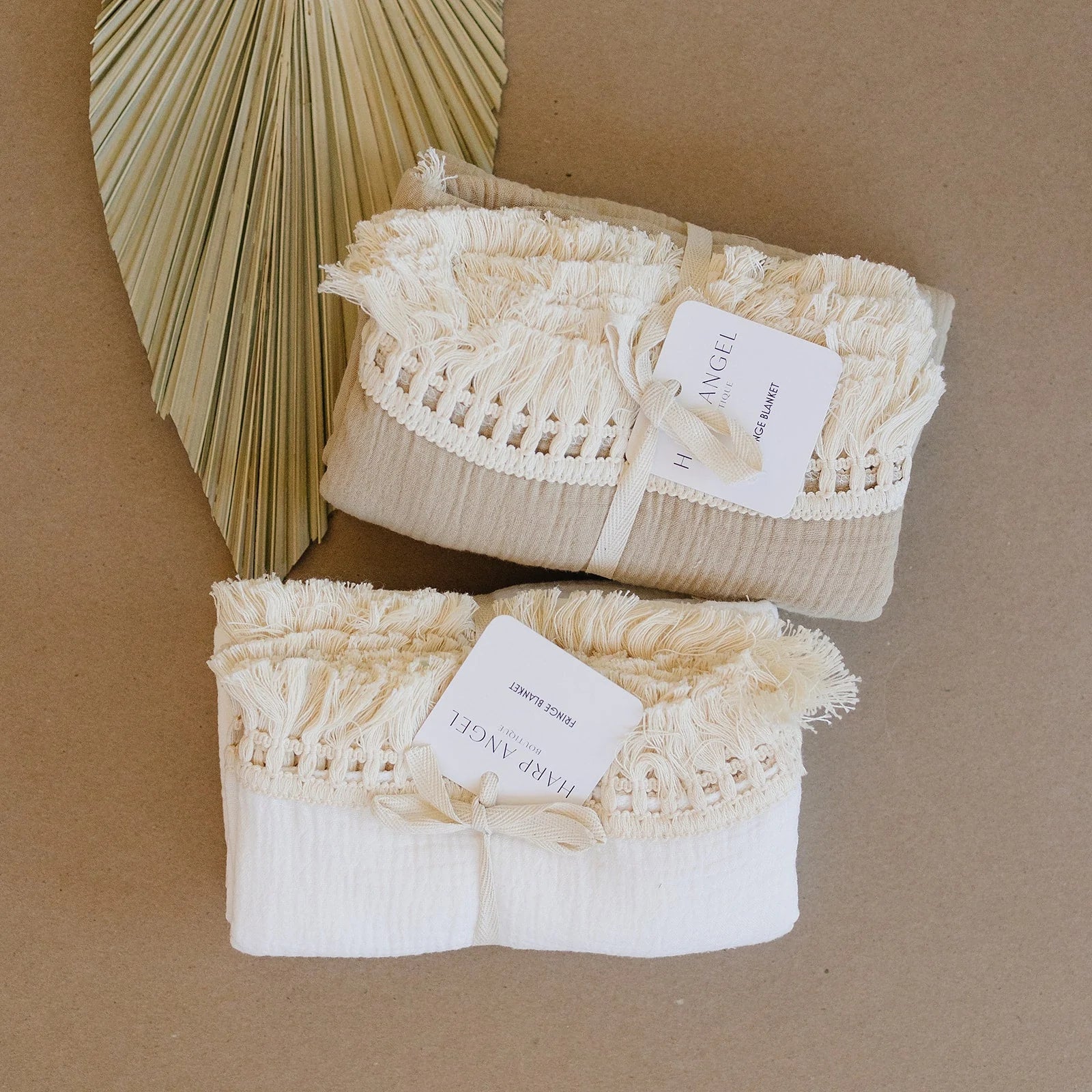 Fringe Swaddle Blanket - White - Bossy Beans