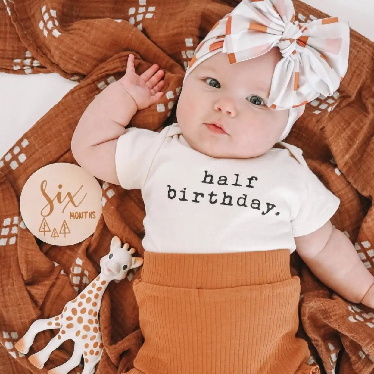 Half Birthday Organic Bodysuit | Short Sleeve - Bossy Beans