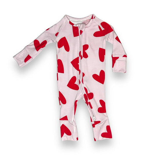 Hearts Bamboo Zipper Footie - Valentine - Bossy Beans