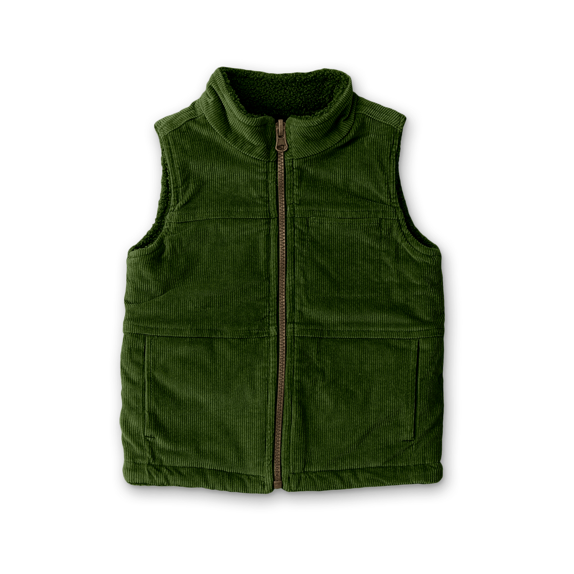 Kids Sherpa/Corduroy Reversible Vest - Spruce - Bossy Beans