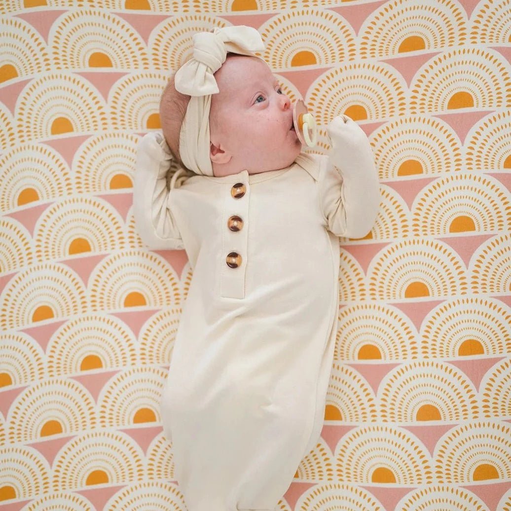 Knotted Baby Gown - Cream - Bossy Beans