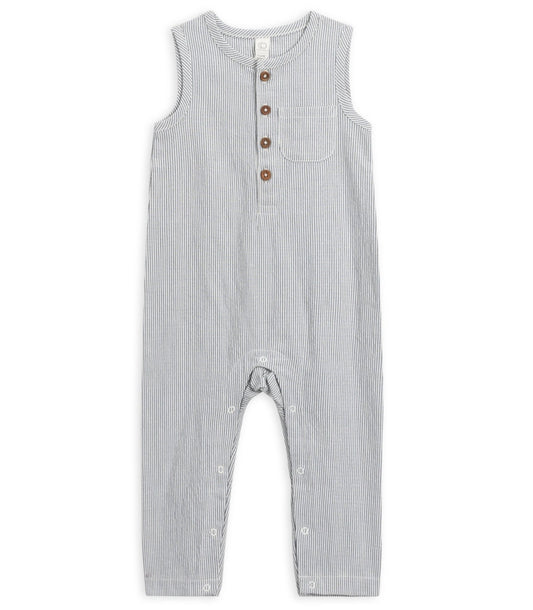 Organic Baby Murray Seersucker Romper - Harbor Shore Stripe - Bossy Beans