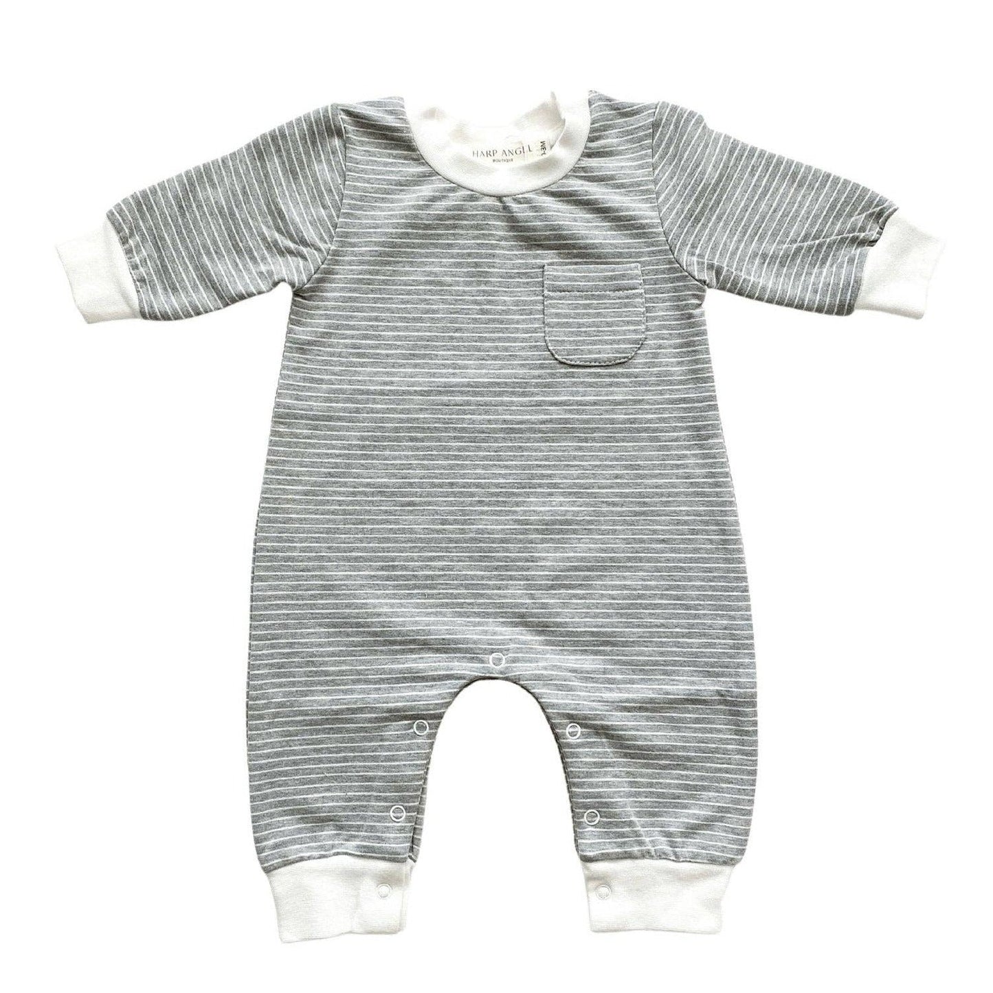 Organic Bubble Romper - Gray Stripe - Bossy Beans