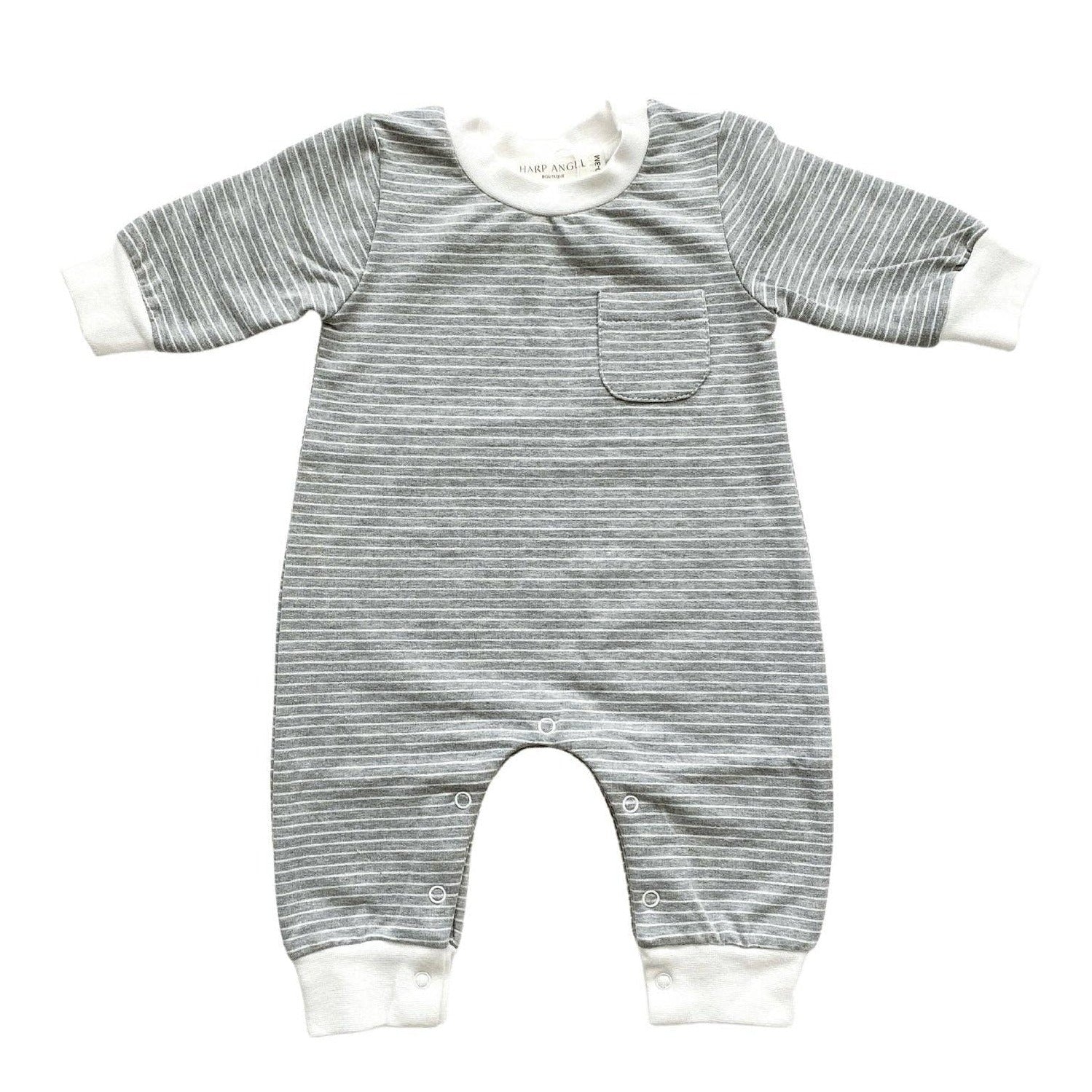 Organic Bubble Romper - Gray Stripe - Bossy Beans
