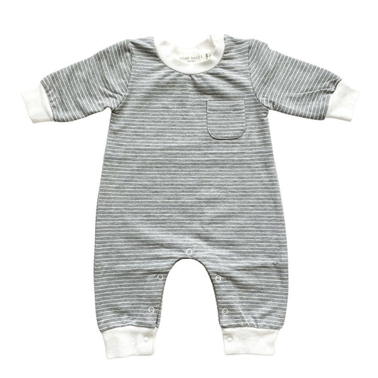 Organic Bubble Romper - Gray Stripe - Bossy Beans