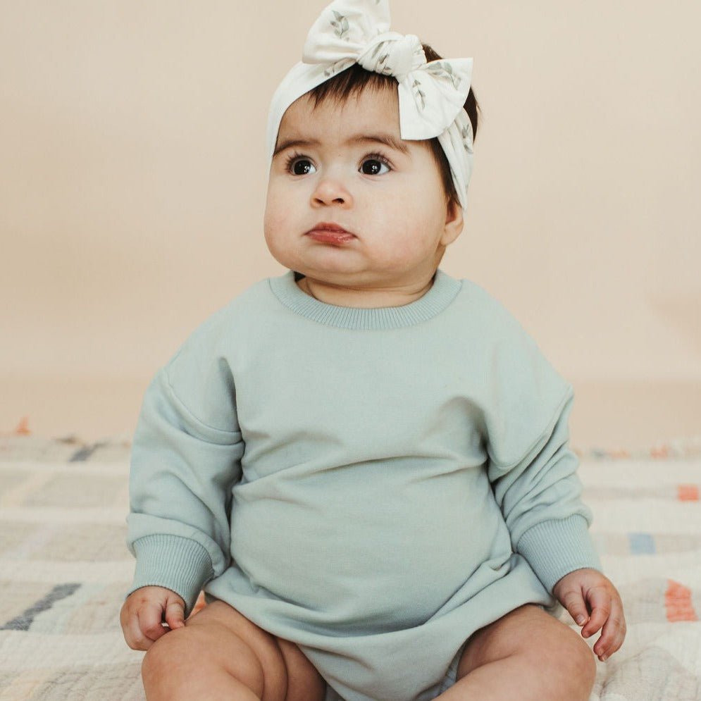 Organic Bubble Romper Sweatshirt - Ice Blue - Bossy Beans