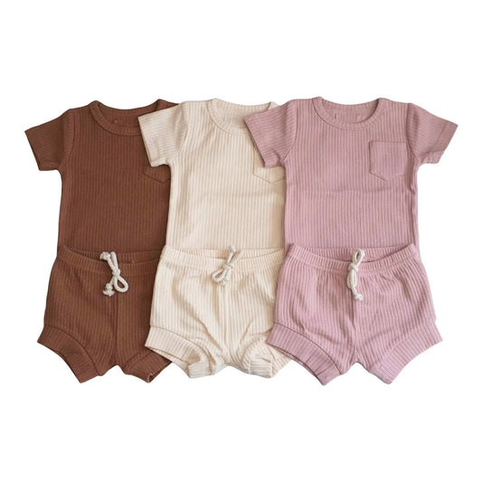 Organic Ribbed Lounge Set - Dusty Rose - Bossy Beans