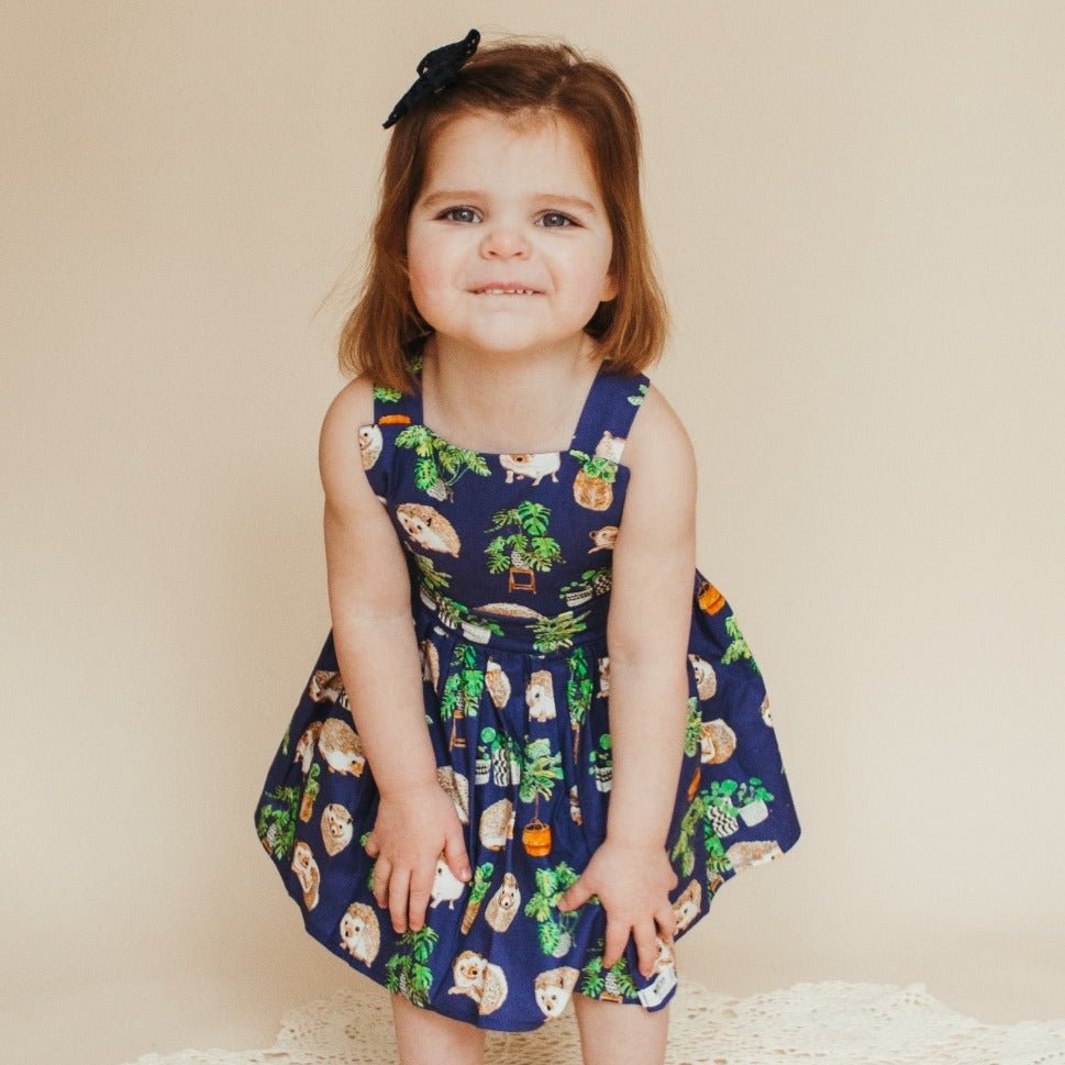 Pinafore Dress in Hedgehogs: Baby - 6 years - Bossy Beans