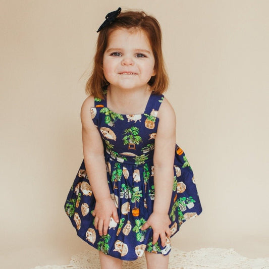 Pinafore Dress in Hedgehogs: Baby - 6 years - Bossy Beans