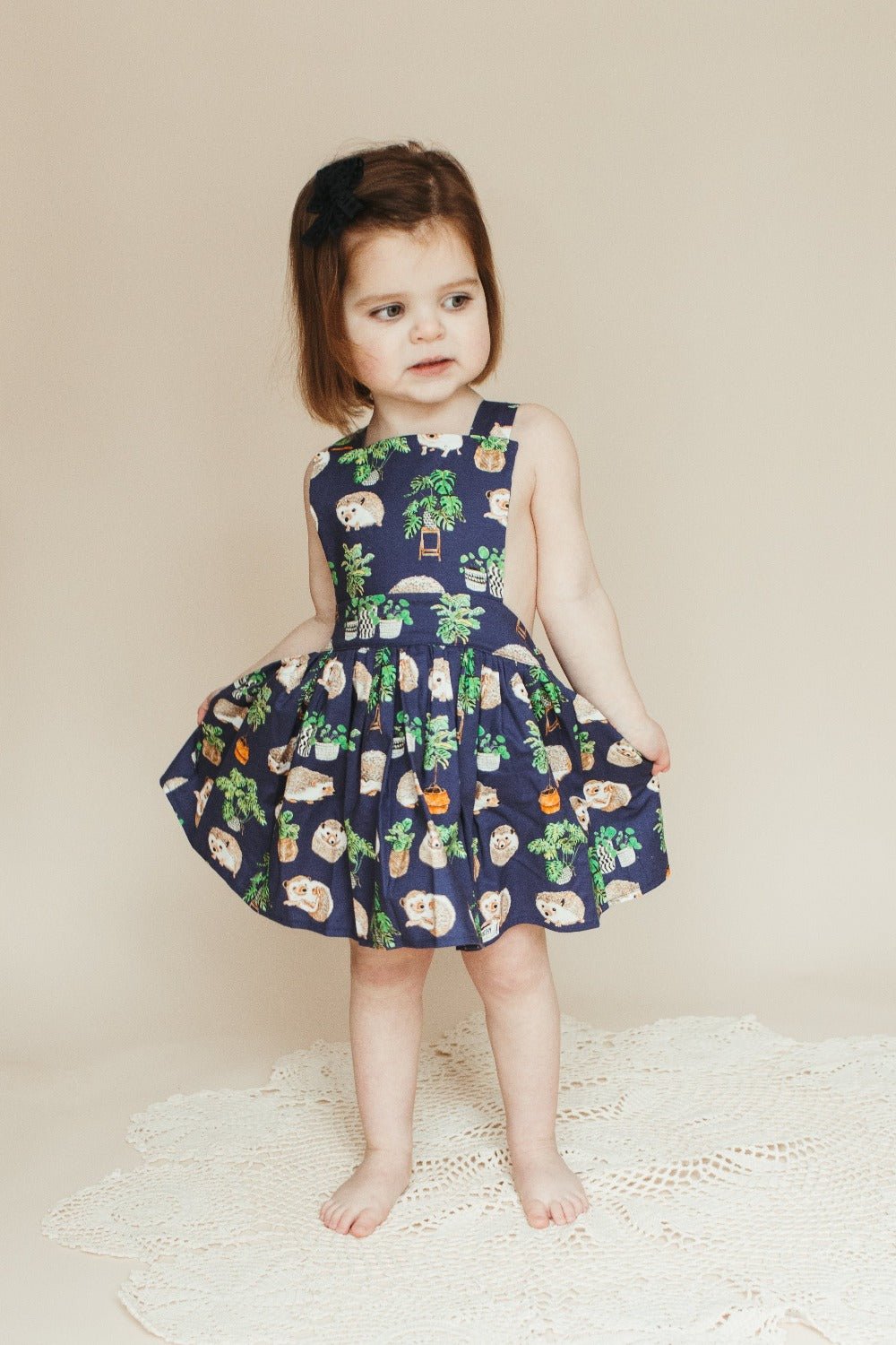 Pinafore Dress in Hedgehogs: Baby - 6 years - Bossy Beans