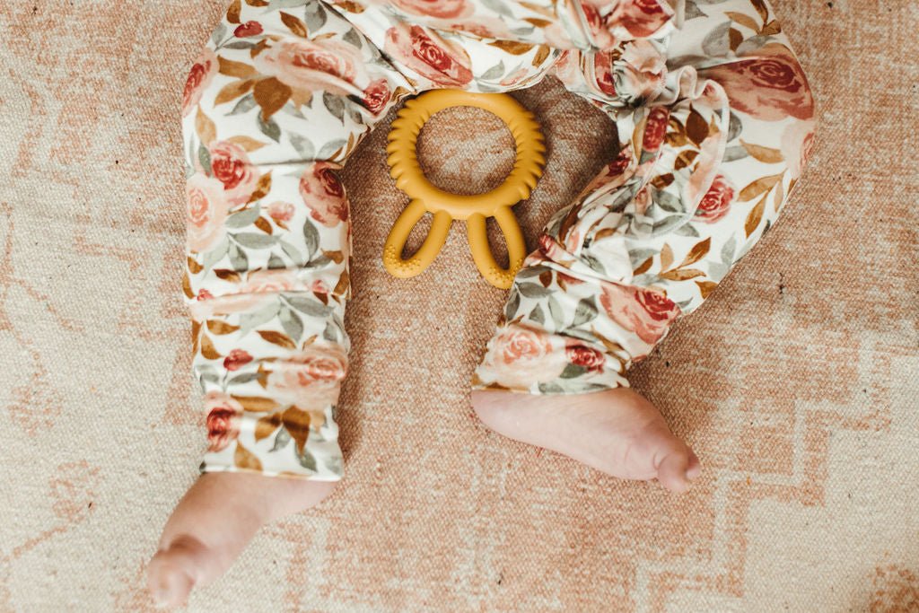 Ruffle Zipper One Piece - Dusty Pink Floral - Bamboo - Bossy Beans