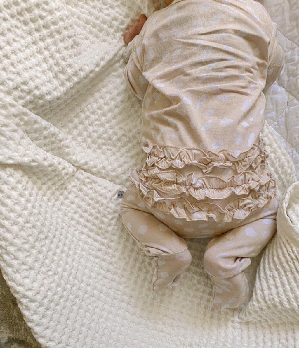 Ruffle Zipper One Piece - Sand Spotted - Bamboo - Bossy Beans
