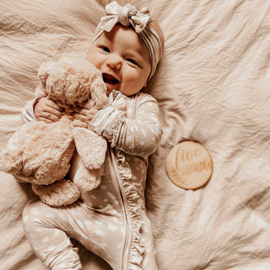 Ruffle Zipper One Piece - Sand Spotted - Bamboo - Bossy Beans