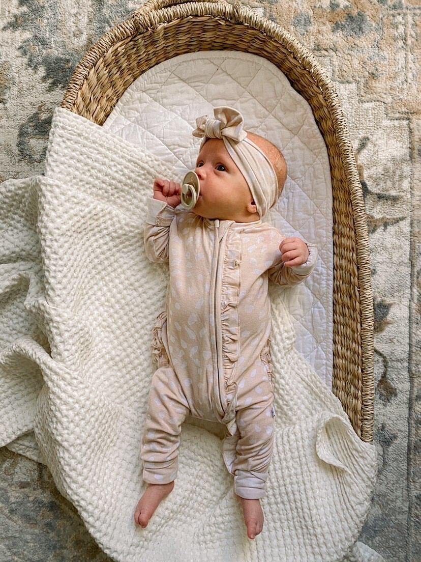 Ruffle Zipper One Piece - Sand Spotted - Bamboo - Bossy Beans