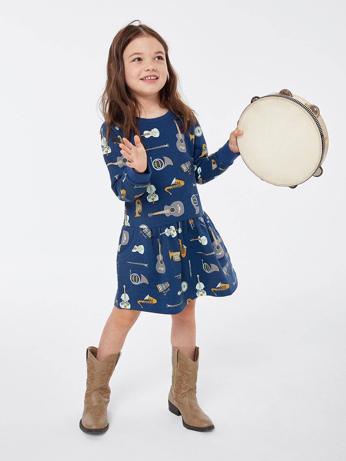 Sweatshirt Dress with Pockets - Music - Bossy Beans