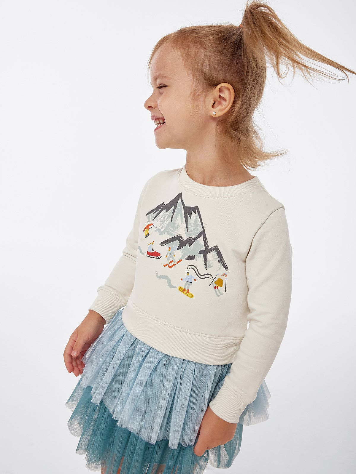 Tulle Sweatshirt Dress - Snow Sports - Bossy Beans