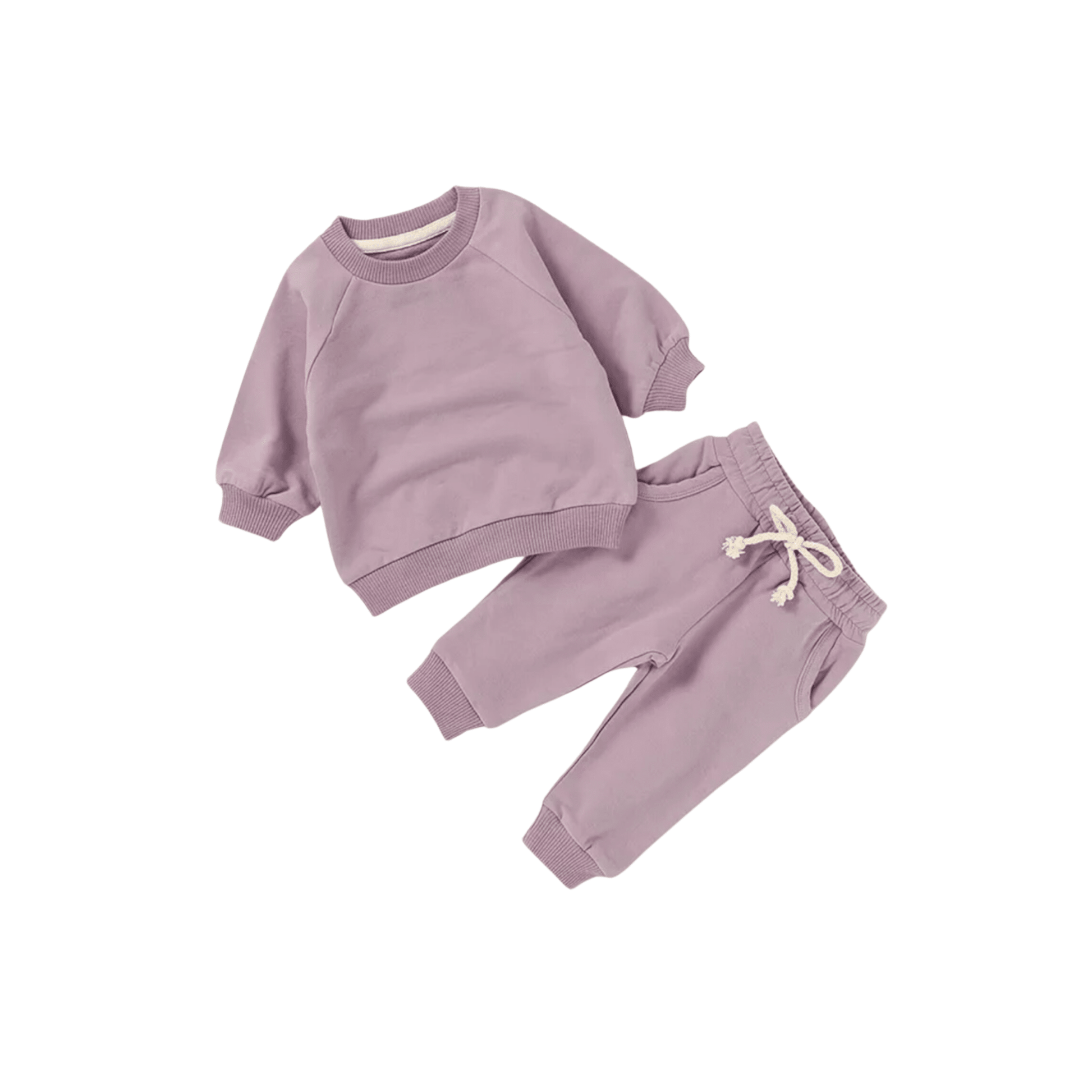 Two - piece "Love You More" Organic Sweatsuit - Lilac - Bossy Beans