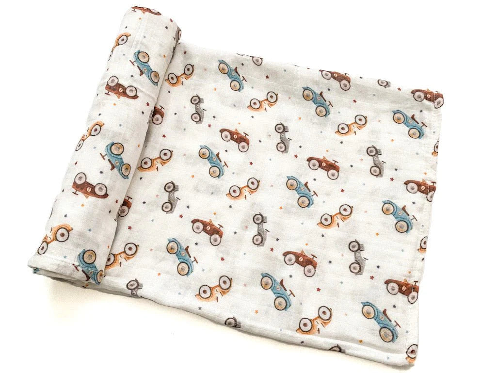 Vintage Cars Muslin Swaddle