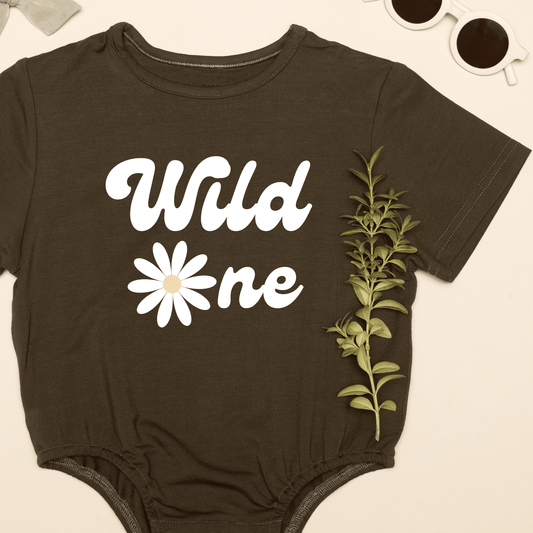 Wild One T-shirt Bubble Romper - Bamboo - Bossy Beans