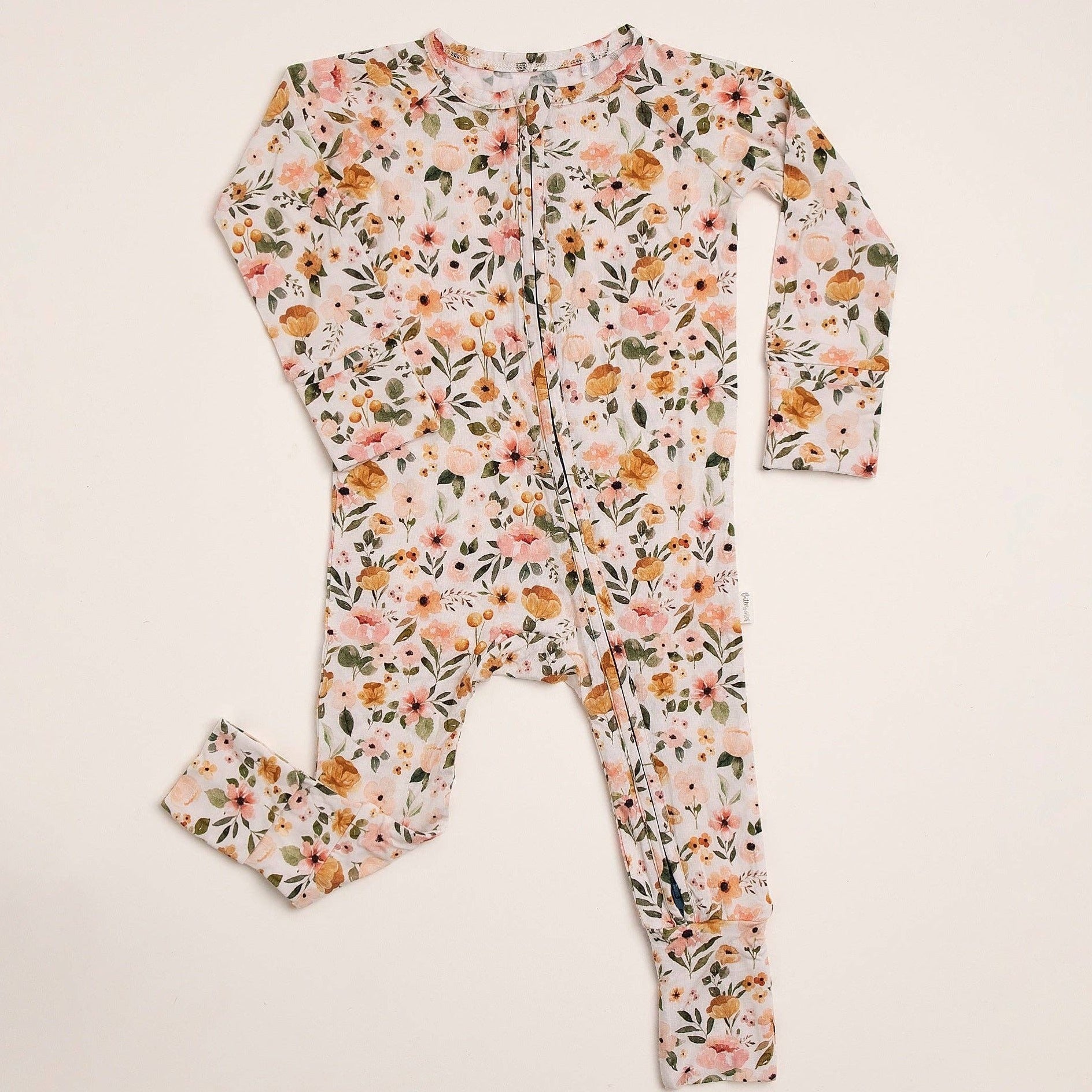 Zipper One Piece - Boho Floral - Bamboo - Bossy Beans
