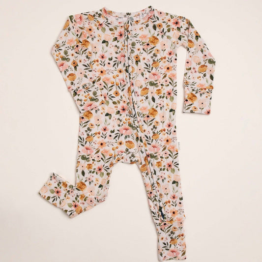 Zipper One Piece - Boho Floral - Bamboo - Bossy Beans