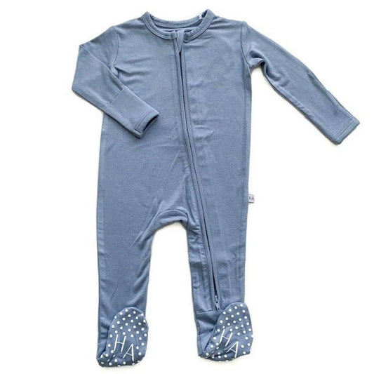Zipper One Piece - Dusty Blue - Bamboo - Bossy Beans