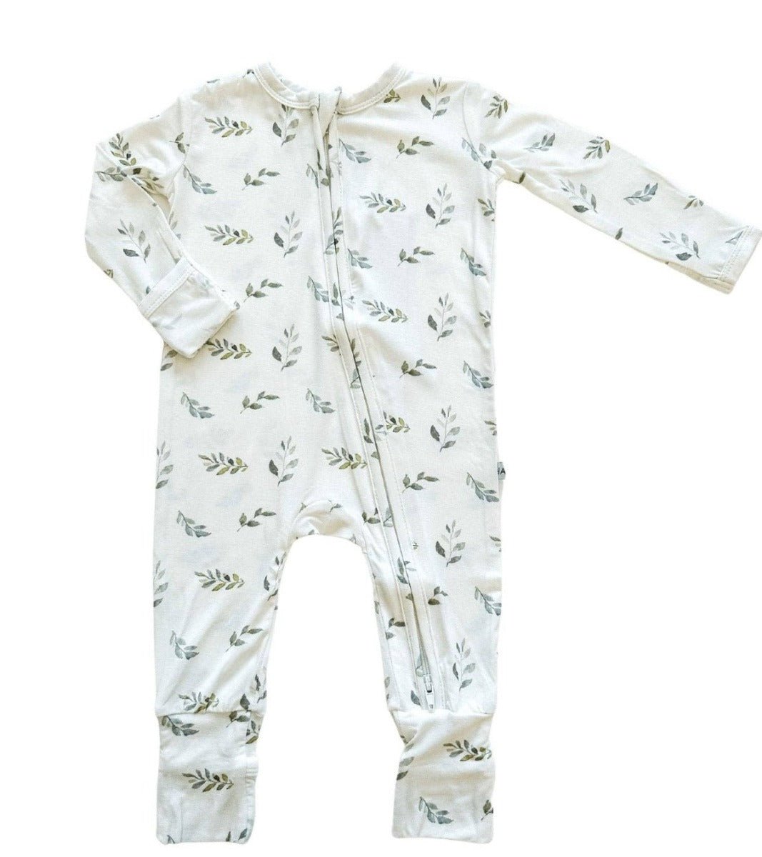 Zipper One Piece - Green Leaves - Bamboo - Bossy Beans